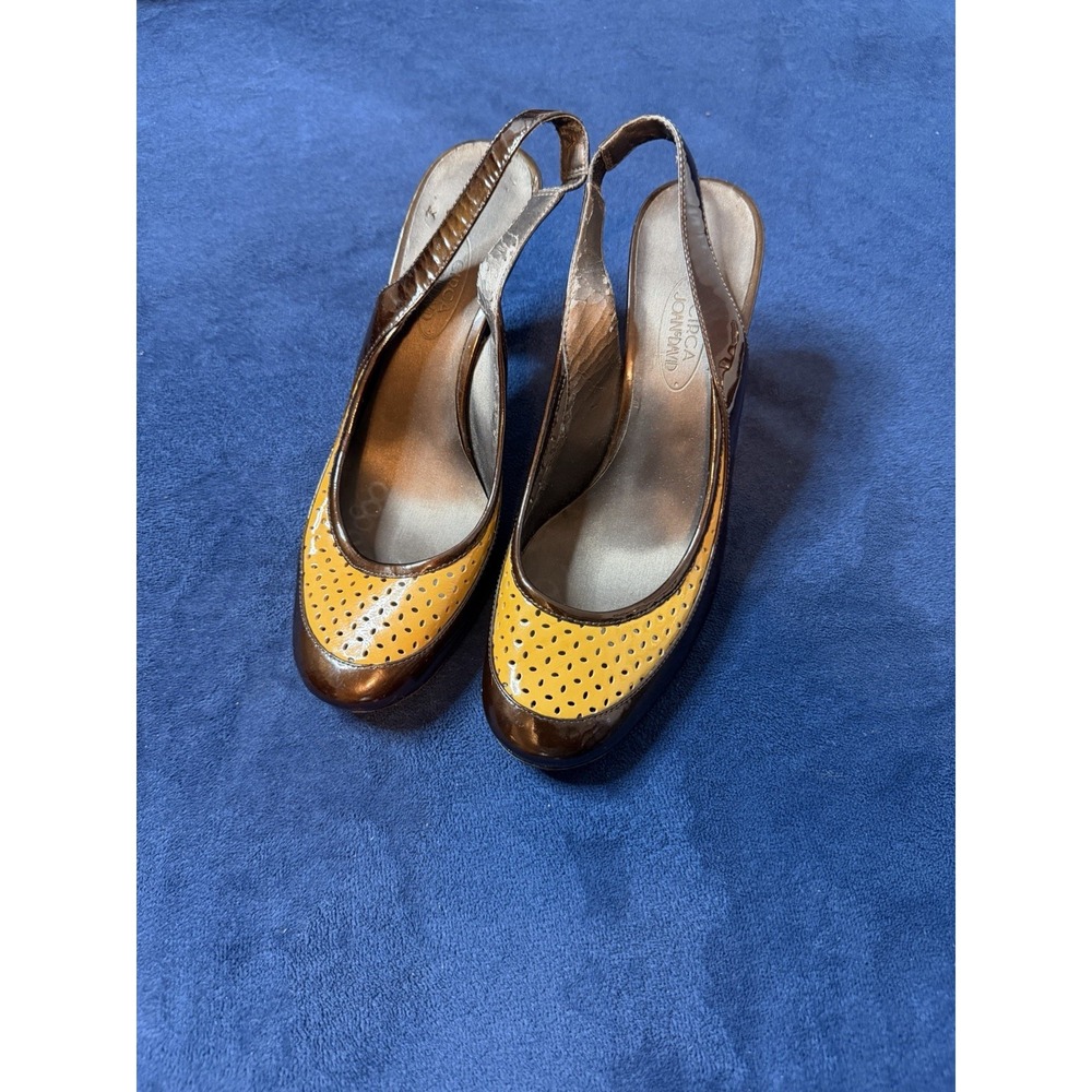 Circa Joan & David CJ Callie Brown Leather Slingback Heels Womens 8 M
